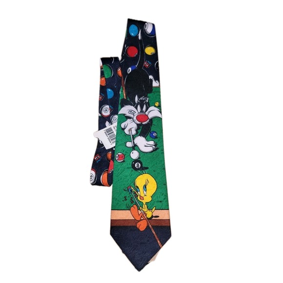 Vtg Cartoon Christmas Neck Tie Looney Tunes Lot Taz Daffy Tweedy Bugs‎ Sylvester - Picture 2 of 12